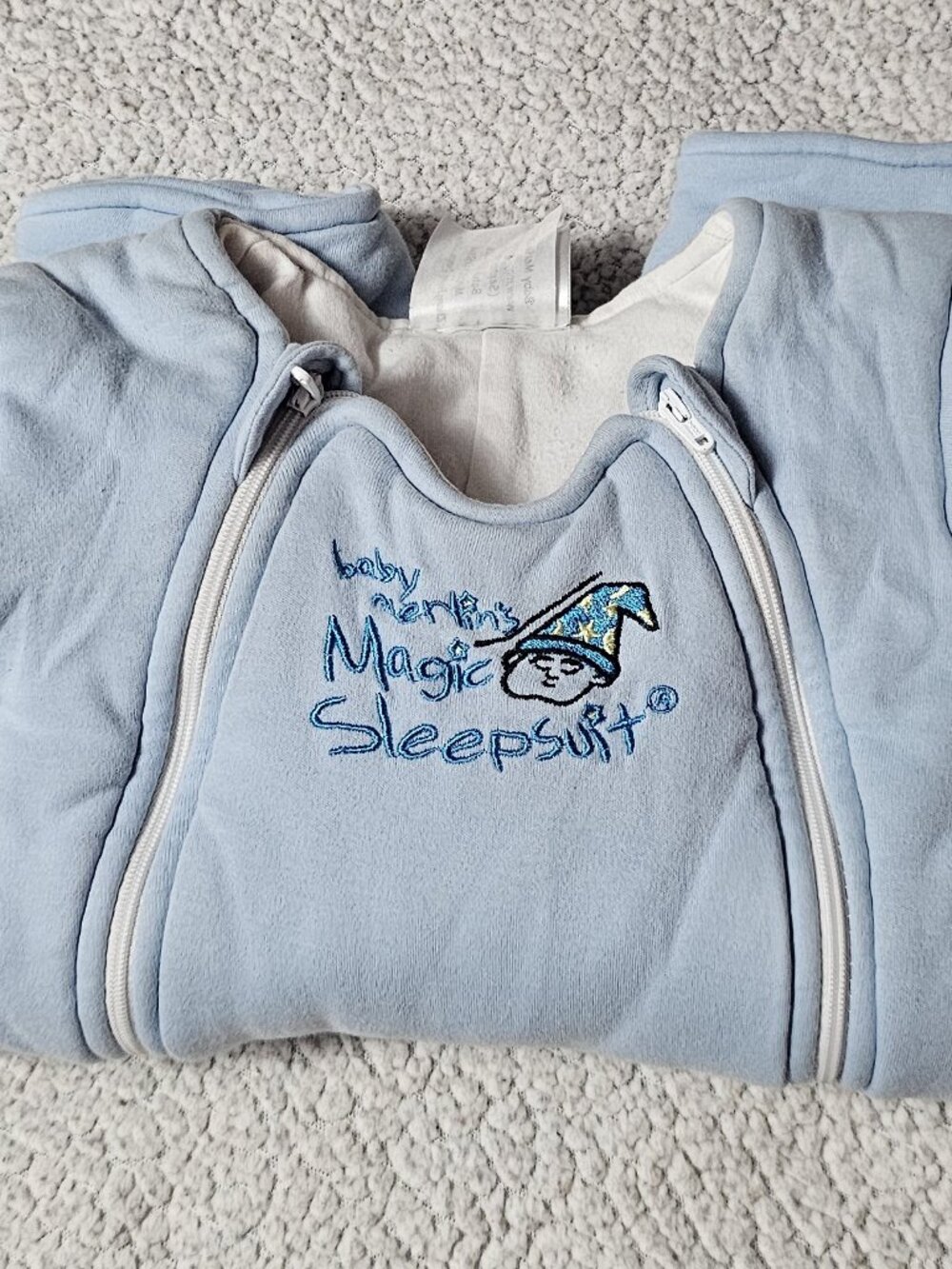 Baby Merlin's Magic Sleepsuit Blue, Small, 3-6 Months, 12-18 LBS Fleece Swaddle